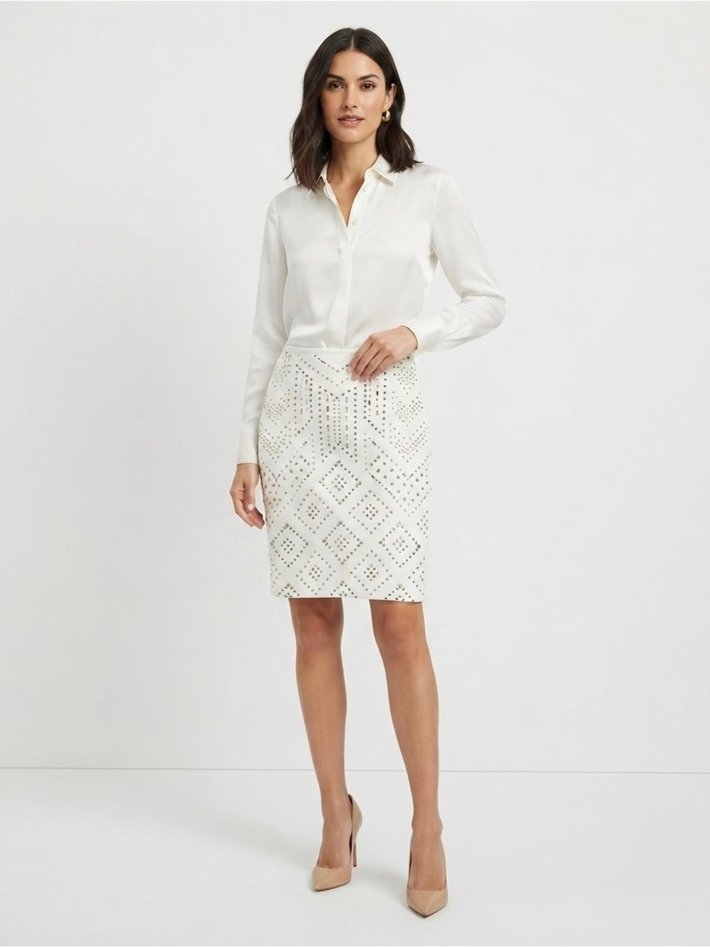 [WHBM] Studded Ponte Pencil Skirt